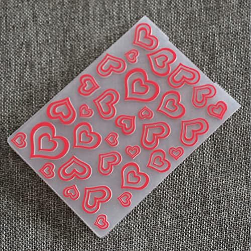 PUPUZAO Пластмасов Тисненая папка (4-1/8x5-13/16 Double Love Heart Pattern) Хартиени Занаяти Пластмасови Текстурирани Впечатления за Производство на карти Scrapbooking
