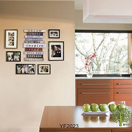 ALUS - 7 Multi Photo Frames Set Retro Creative Wall Picture Frame for Living Room, Bedroom