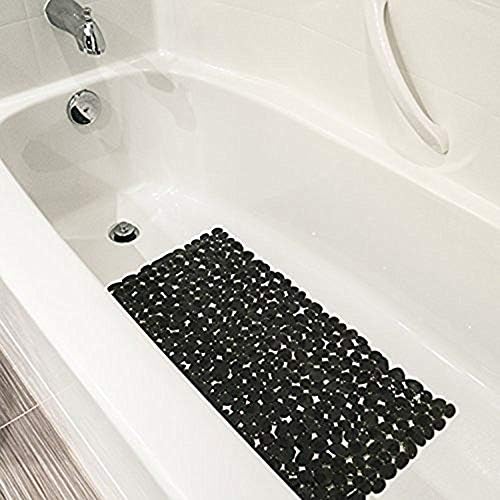 SONGZIMING Нескользящий подложка за баня от камъчета Черен 16 W x 35 L инча (само за плавно/нетекстурирани бани) Сейф