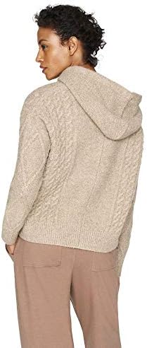 b york Women ' s Recycled Long Sleeve Cropped Кабел Knit Sweater Hoodie