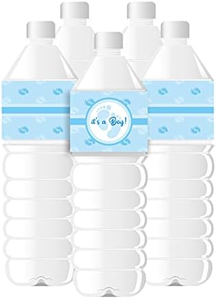 Samanter Its a Boy Water Bottle Labels Baby Shower Party Water Bottle Stickers Labels Decorations 24Pack Blue 8.5 inch