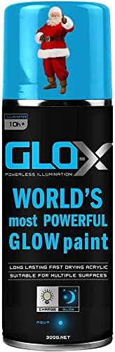 GLO-X Glow In The Dark Spray Paint (10.6 oz Can) Clear Spray Paint That Glows Aqua In The Dark - Powered Light & Sun Activated
