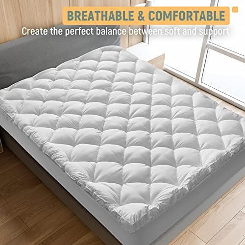 Minoroty Extra Thick Mattress Topper Queen Size, Down Alternative Fill Plush Mattress Pad Cover Topper, Охлаждаща Калъфка