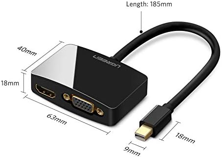 UGREEN Mini DisplayPort to HDMI VGA Adapter, 4K Thunderbolt 2 Адаптер 2 в 1 Mini DP Converter е Съвместим с MacBook Pro,