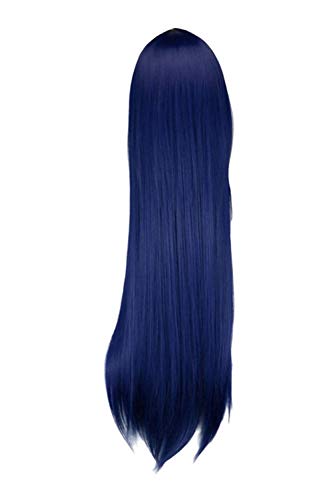 Qqyamaozx синтетични косми на дантели перуки на човешки косъм Перуки Женски Тъмно синя Перука с Дълга права Коса Синтетичен