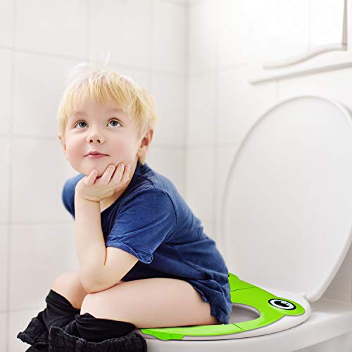 Складное седалка за тоалетната чиния, пробег седалка за тоалетна Podazz, с 4 нескользящими силиконови подплънки и 1 чанта, може да се използва в открити обществени тоал