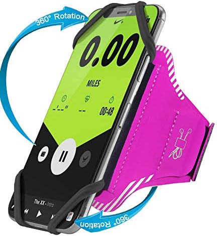 GLBSUNION Running Armband 360° Въртяща Подвижна стойка за мобилен телефон с Ключ/Слушалки/Притежател на Карта за iPhone