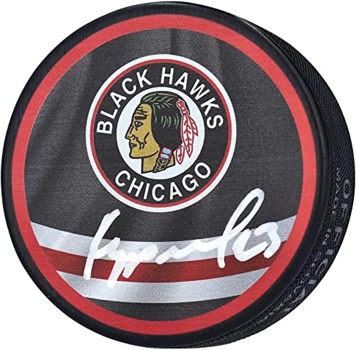 Филип Курашев Чикаго Блекхоукс С Автограф на Обратната Ретро Лого Хокейна Шайба - Autographed NHL Pucks