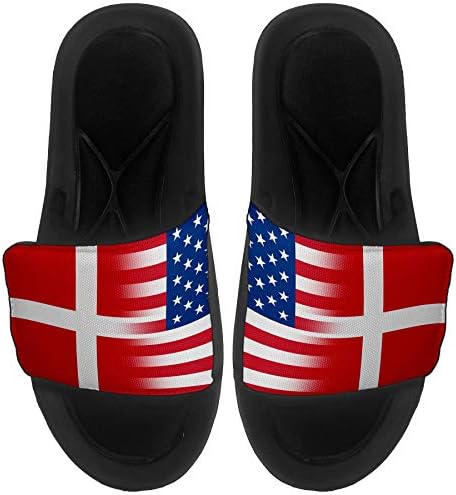 ExpressItBest Sushioned Slide-On Sandals/Пързалки за мъже, жени и младежи - Flag of Denmark (Dane) - Знаме на Дания