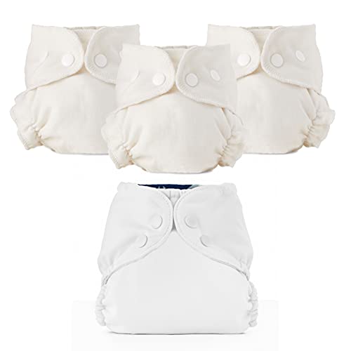 Esembly Cloth Diaper Пакет Set, 3 Органични абсорбиращи вътрешни слой и 1 Водоустойчив калъф за Памперси, Формовъчни за