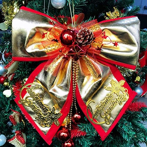 Azude Голям Златен Коледен Лук Висящите Декорации, 14 x 13