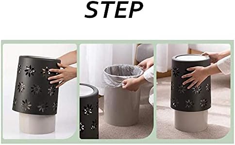 SDFA Hollow Flowers Recycle Bin for Bathroom,Wastebasket Plastic Round Trash Can with Lid,Large Wate Bin with Inner Buckets,