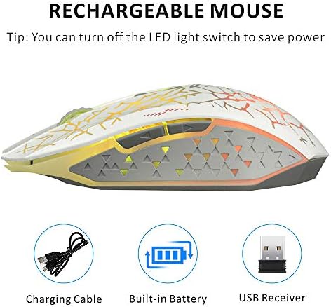 Q8 Безжична игрова компютърна Мишка, 2,4 Ghz USB Оптична Акумулаторна Ергономична Led Безжична Тиха Мишка, 3 Регулируеми
