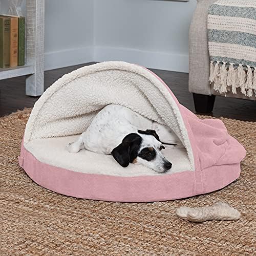 Furhaven Cozy Пет Beds for Small, Medium, and Large Dogs and Cats - Snuggery Hooded Burrowing Cave Tent, Deep Dish Cushion