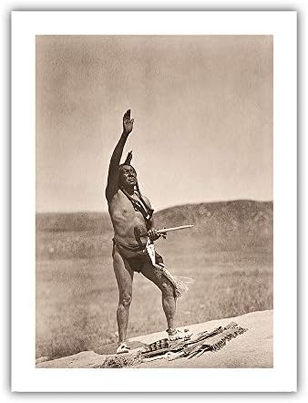 The Призив, Sioux - Dakota, The North American Indian - Vintage Sepia Toned Photography by Edward S. Curtis c.1907 - Master Art Print 9in x 12in