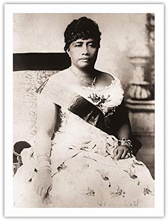 Хавай - Кралица Лилиуокалани - Портрет - Реколта Сепия Тонированная фотография c.1890s - Чист въглерод Мастила -