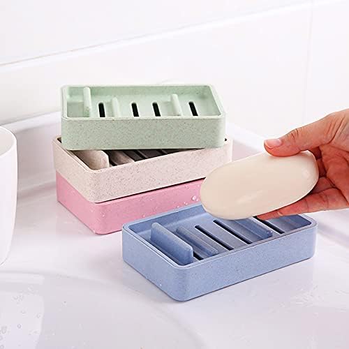 BENBOR Soap Box Double Lay Soap Holder Large Soap Dish Solid Color with Sink Изтичане на Quick Drying Soap Holder Shower Hotel Green Home
