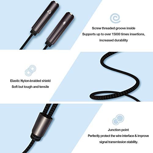 Сплитер за слушалки, FOBOIU Headset Дърва Индивидуални Слушалки и жак за микрофон, 3,5 мм Сплитер Включете Съвместим за