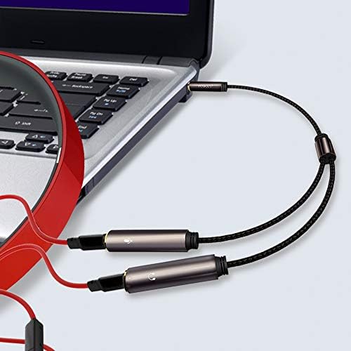 Сплитер за слушалки, FOBOIU Headset Дърва Индивидуални Слушалки и жак за микрофон, 3,5 мм Сплитер Включете Съвместим за
