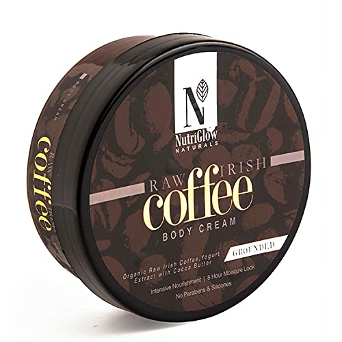 NutriGlow Natural's Raw Irish Coffee Body Cream за дълбоко хидратиране на Естествен блясък, намаляване на тъмните петна