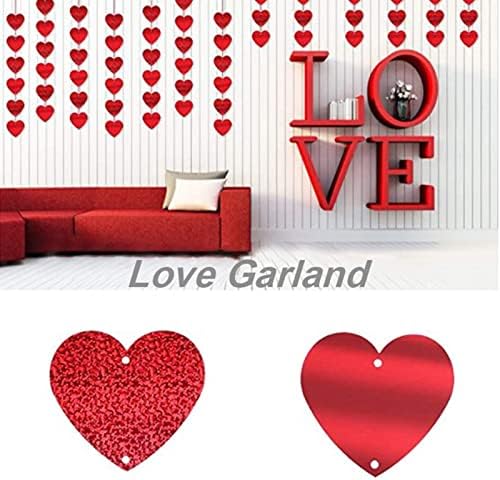 ONWRACE Love Garland Love Theme Червени Сърца Венец Здрав Водоустойчив