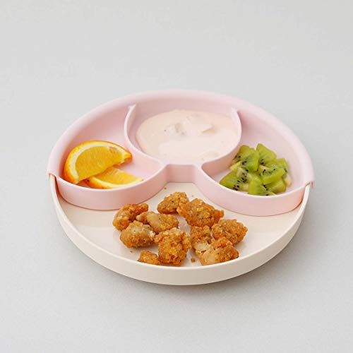 Miniware Healthy Meal Set with Cream Plate, Divider, and Detachable Suction Foot for Baby Toddler Kids - Допринася за