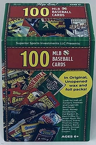 Superior Sports Investments LLC 100 бейзболни картички MLB в оригинални неоткрити опаковки от восък и фолио силен вятър