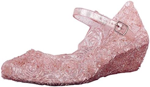 Huaai Kids Baby Girls Single Princess Shoes Queen Dress Up Cosplay Jelly Shoes for Kids Toddler Dance Party Wedge Sandals (розово, 4-4, 5 години)