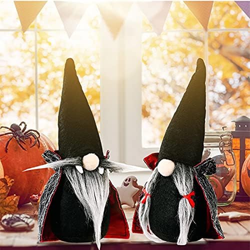 PiPaFox Хелоуин Джудже Плюшени Украса, Безлични Кукла с Черен Плащом Вещици Шапка на Куклата на Вампир за Декорация на