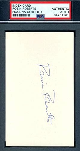 Робин Робъртс PSA DNA Coa Autograph Hand Signed 3x5 Index Card - MLB Cut Signatures