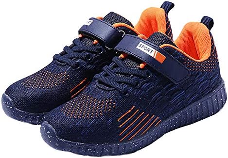 Z. SUO Boy ' s Lightweight Дишаща Sneakers Strap Атлетик Running Shoes (Toddler/Little Kid/Big Kid) (11 M US Little Kid, тъмно синьо, оранжево)