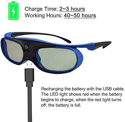 Активен Затвор 3D Очила, Cocar 3D DLP Link Очила Акумулаторни 3D Очила за Acer ViewSonic BenQ Optoma Cocar Toumei Philips,