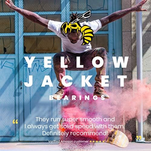 Yellow Jacket Premium Skateboard Bearings, Pro Longboard Bearings, 608, ABEC (опаковка от 8 броя)