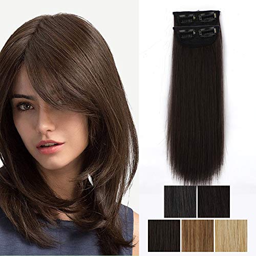 Lativ Clip in Hair Extensions 2Pcs Chestunt Brown 10inches Short Straight Hairpieces 2 Clips in Synthetic Heat Resistance Hairpiece for Women
