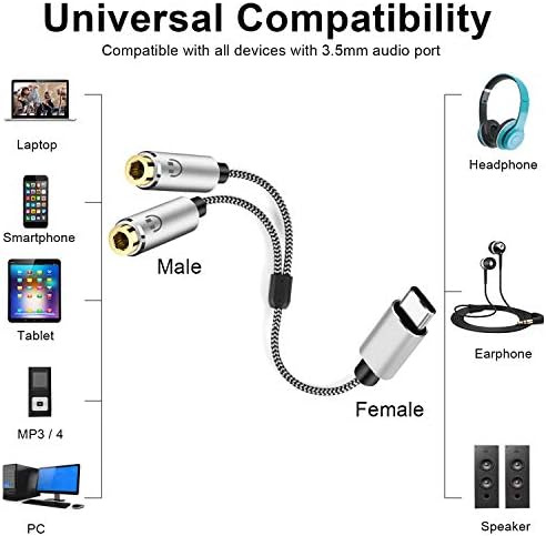 USB C Аудио Сплитер, Morelecs USB C Двоен адаптер за слушалки Съвместима с iPad Pro, Galaxy Note 20/ S20, Pixel 5 4 3