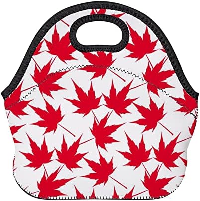 Canadian Maple Leaf Pattern Lunch Tote Bag Изолирано Множество Храна на Хранително-вкусовата Контейнер Кутия Чанта За Работата на Пикник, Туризъм Плажа Добавяне на лента