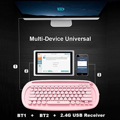 Клавиатура Bluetooth, Стил Пишеща машина 2.4 G USB, Безжична Клавиатура с 3-канальным Многофункционален уред Универсална,