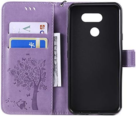 Чанта - портфейл от кожа на Снежната цветове за LG K50 / LG Q60 Premium ПУ Leather Flip Folio Cover с поставка и кредитни