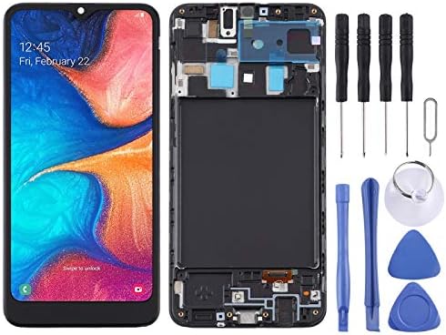 YINZHI Мобилен телефон LCD дисплей TFT Материал LCD екран и Дигитайзер Пълна изграждане на рамка за Samsung Galaxy A20 / SM-A250F(версия ЕС) (черен) Замяна на части (Цвят : черен)