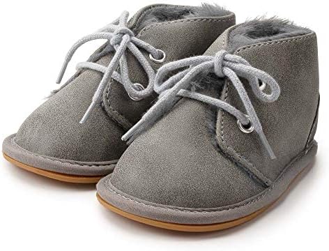ISINSER Baby Boy Girl Warm Winter Fur Ботуши Toddler Rubber Sole Lace Up Ботуши Classic Snow Crib Shoes