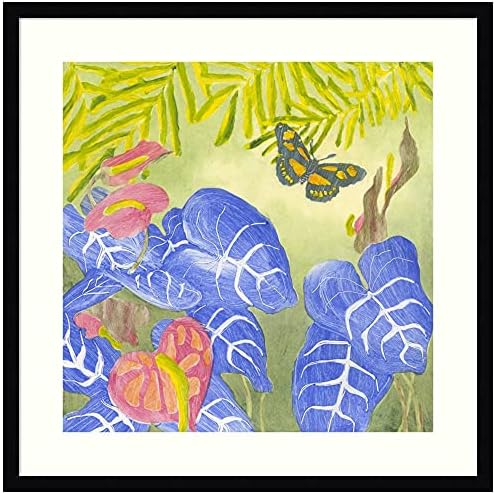 Wood Framed Wall Art Print Tropical Monotype III by Каролин Рот (x 25.1 25.1 in.), Svelte Noir Black Framed Wall Decor