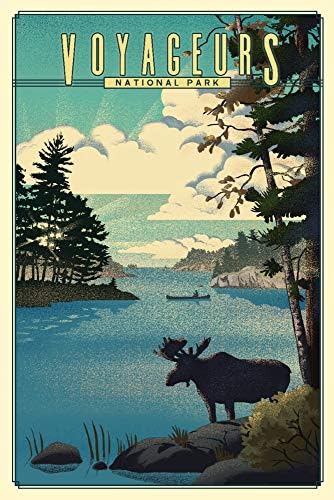 Voyageurs National Park, щата Минесота, Литография National Park Series 110042 (12x18 Art Print, Travel Poster Wall Decor)