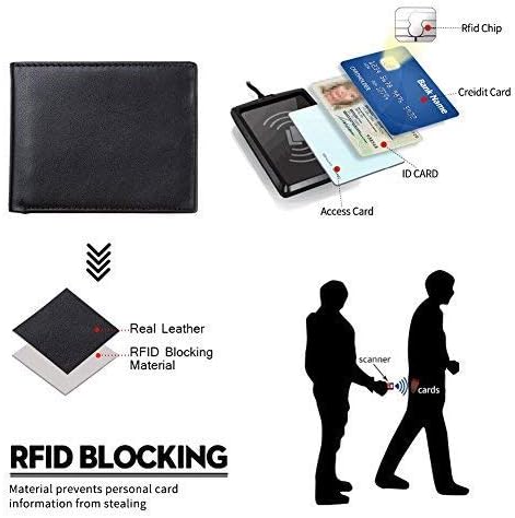 Мъжки Двойна портфейл - RFID Blocking Cowhide Vintage Leather Travel Wallet