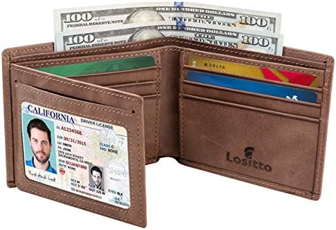 Мъжки Двойна портфейл - RFID Blocking Cowhide Vintage Leather Travel Wallet