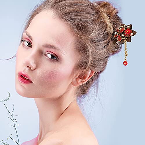3 Бр. Китайските Традиционни Цветни Пръчици За Коса Реколта Пискюл на Жени За Коса Китайски Пръчици За Коса Дървена Пръчка