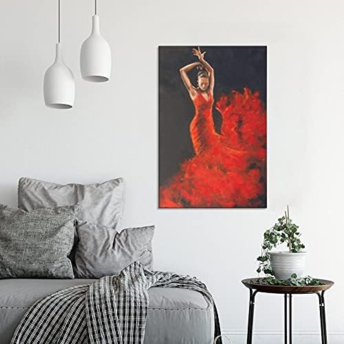 Художествени плакати Danza Flamenco Pintura En Платно Плакат Декор Спални, Офис Стая Декор Подарък 24x36 инча(60x90 см),
