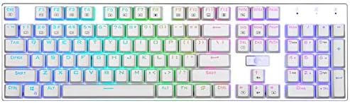 HUO JI E-Yooso Z-88 Ръчна детска Клавиатура, Червени Ключове, Програмируеми RGB Осветление, 104 Клавиша с възможност за гореща замяна за Mac, PC, Бял