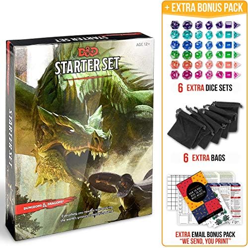 Dungeons and Dragons 5th Edition Starter Set with DND Dice and Complete Printable Starter Kit - Популярната настолна игра
