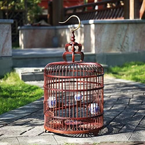 До hyx US Bird Cage на Пет Parrot Wooden Garden Decorations Round Parrot Bird Cage Hanging Bird Cage (Цвят : червен, размер