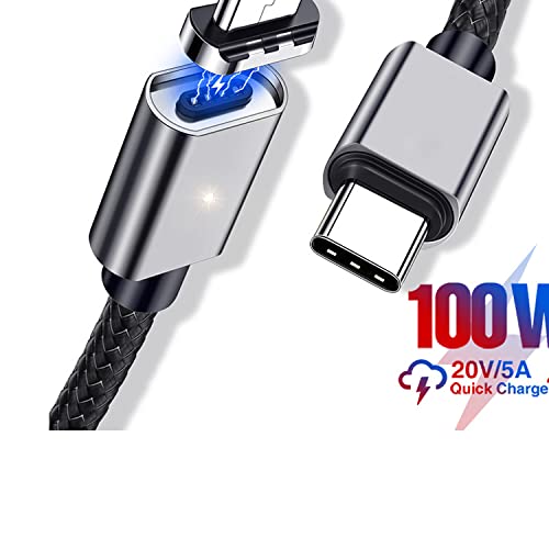 100 Вата на Магнитен кабел USB Type C за C USB кабел за лаптоп Quick Charge 4.0 Type C от Дата Wireft(4.92 ft) (1, черен)